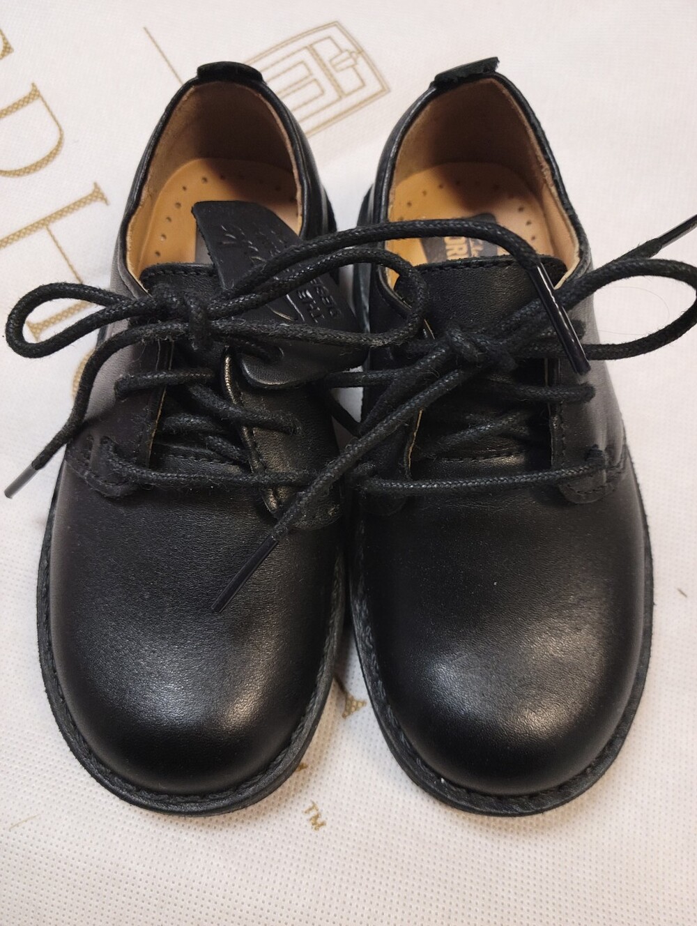 NwoT Clarks Boys Black Leather Lace up School Shoes 9W
